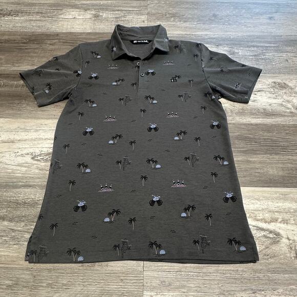 Travis Mathew Other - Travis Mathew Ensenada Gray Mens S Palm Trees Pima Cotton‎ Blend Golf Polo Shirt